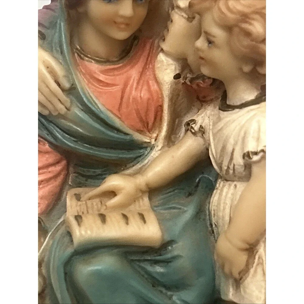 Vintage Resin Italy P.A.T. L. Toni Holy Family Statue Figurine Signed 6.25”